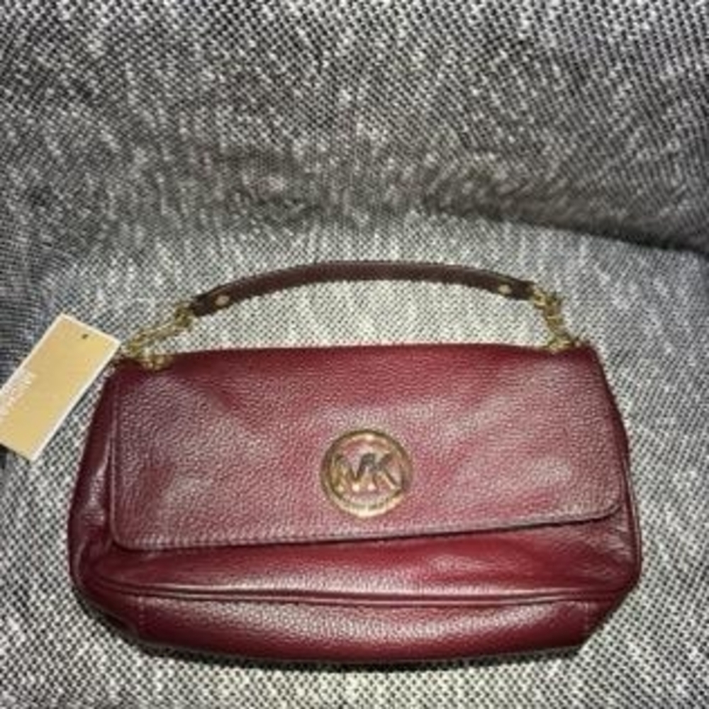 Michael Kors Burgundy Leather Shoulder Bag - Picture 2 of 8